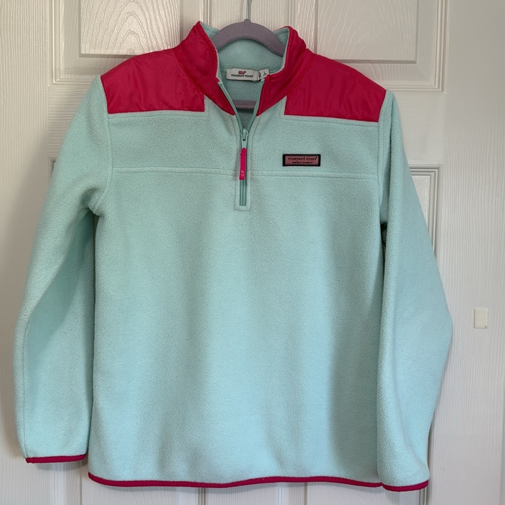 Vineyard Vines Kids Fleece Pullover - Teal & Pink